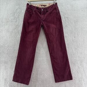 Prana Pants Womens 6 Short Inseam Burgundy Corduroy Straight Low Rise Y2K